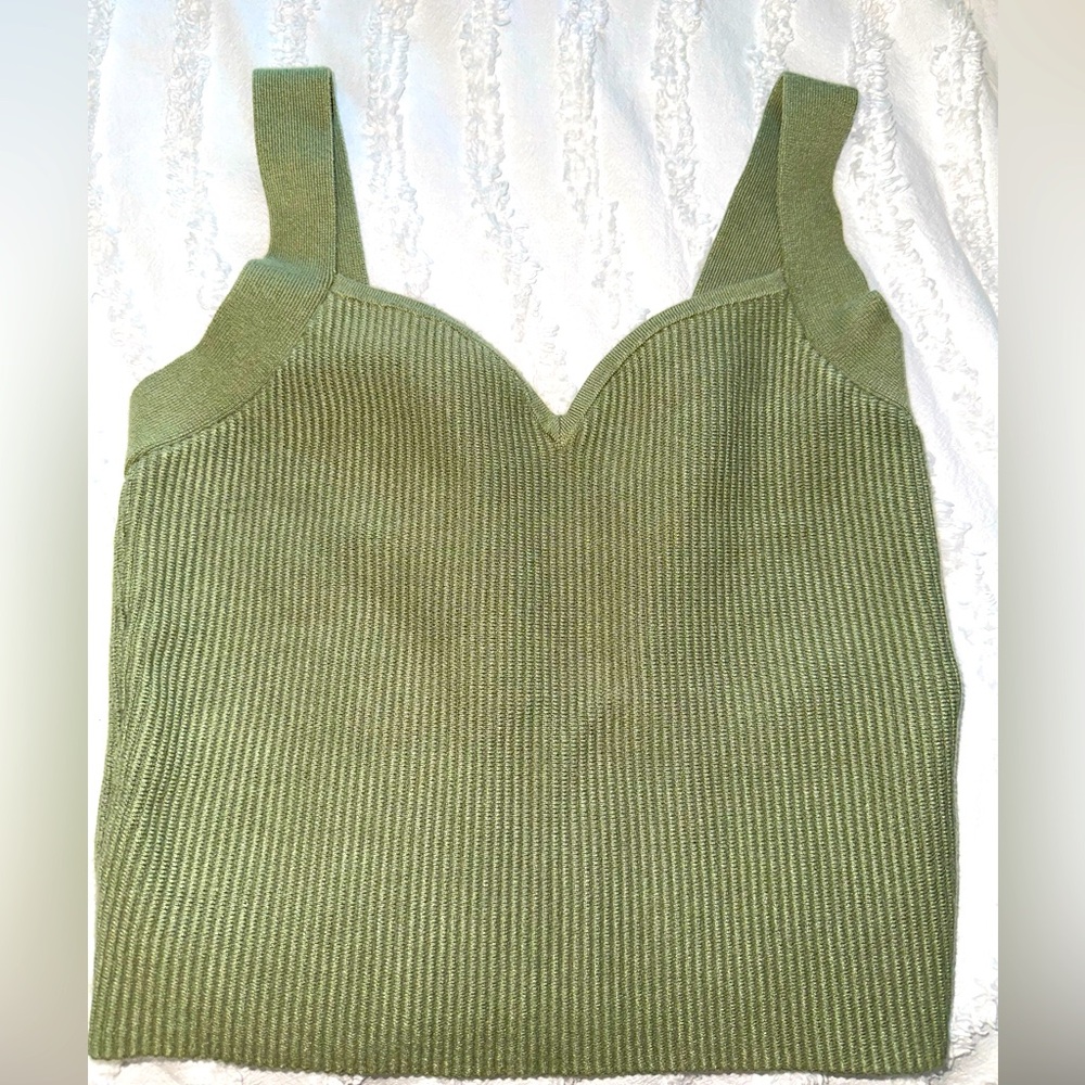 Abercrombie & Fitch Olive Green Ribbed Tank Top